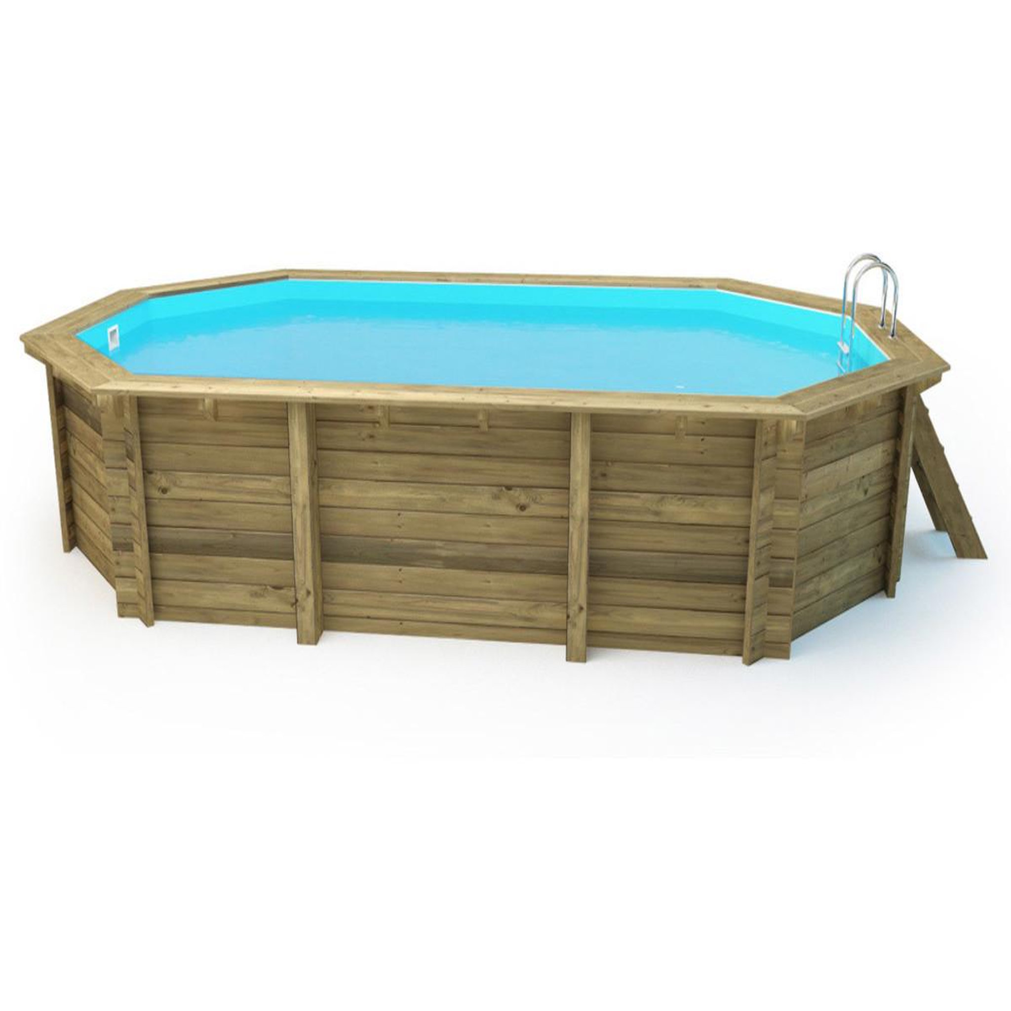 Voir la diapositive 3 : Habitat et Jardin Piscine bois   brazilia 130    5.86 x 3.86 x 1.31 m - bâche à bulles 180 µ - bâche hiver 280 g/m²
