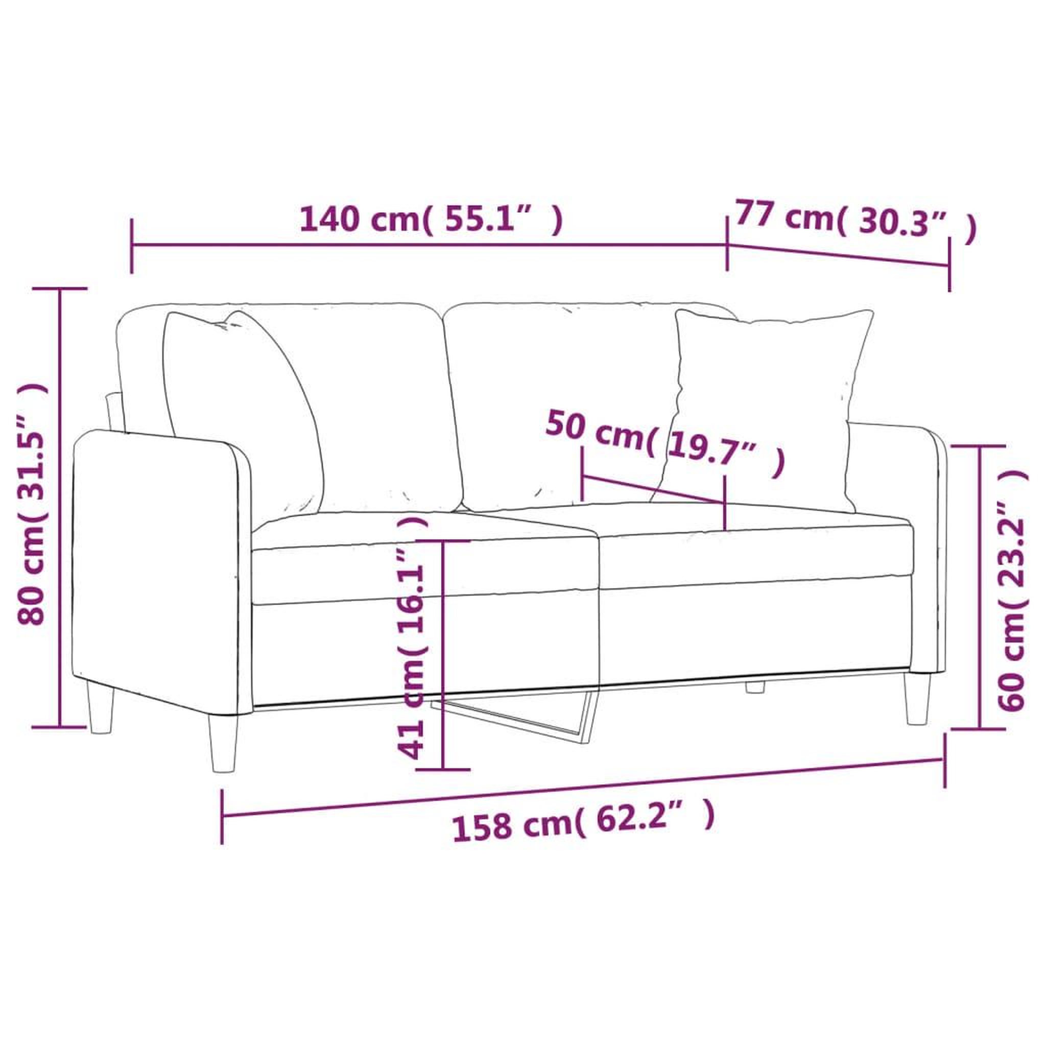 Voir la diapositive 6 : VIDAXL Canape 2 places avec oreillers decoratifs noir 140 cm tissu