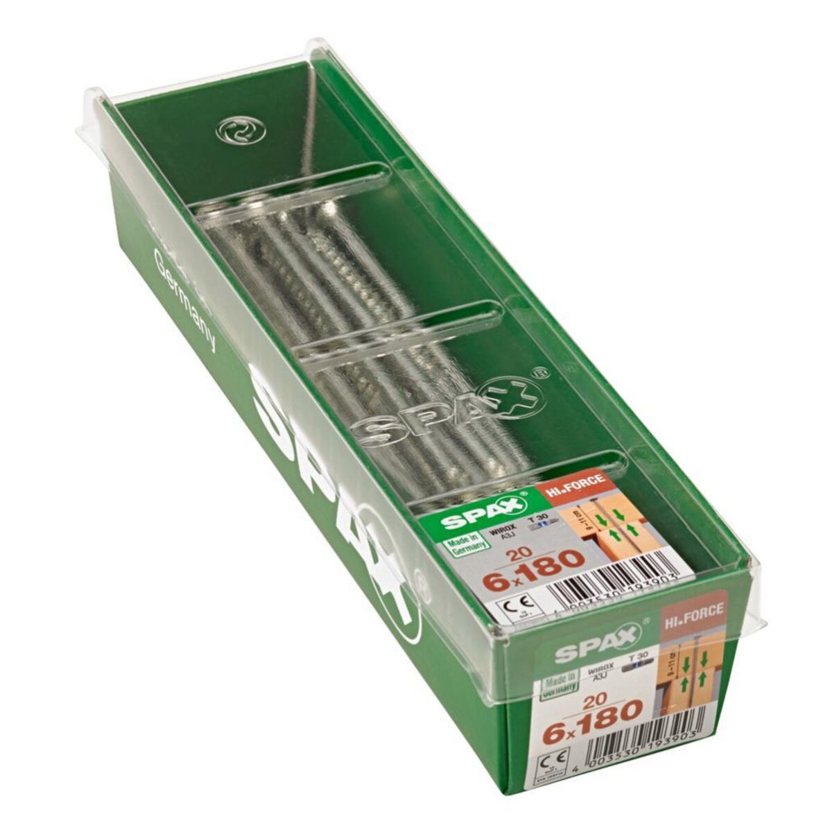 CENTRALE BRICO Lot de 20 vis acier tête fraisée bombée torx SPAX, Diam.6 mm x L.180 mm