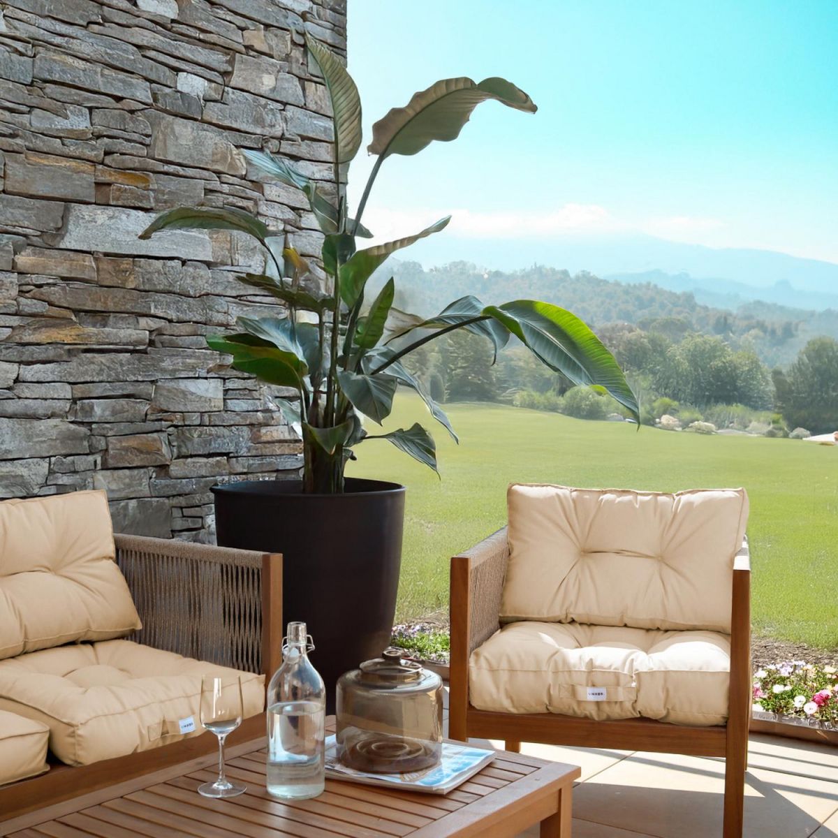 LINXOR Kit de coussins pour salon de jardin capitonnés - 60 x 60 cm