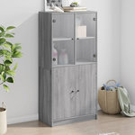 VIDAXL Buffet haut avec portes gris sonoma 68x37x142cm bois ingenierie