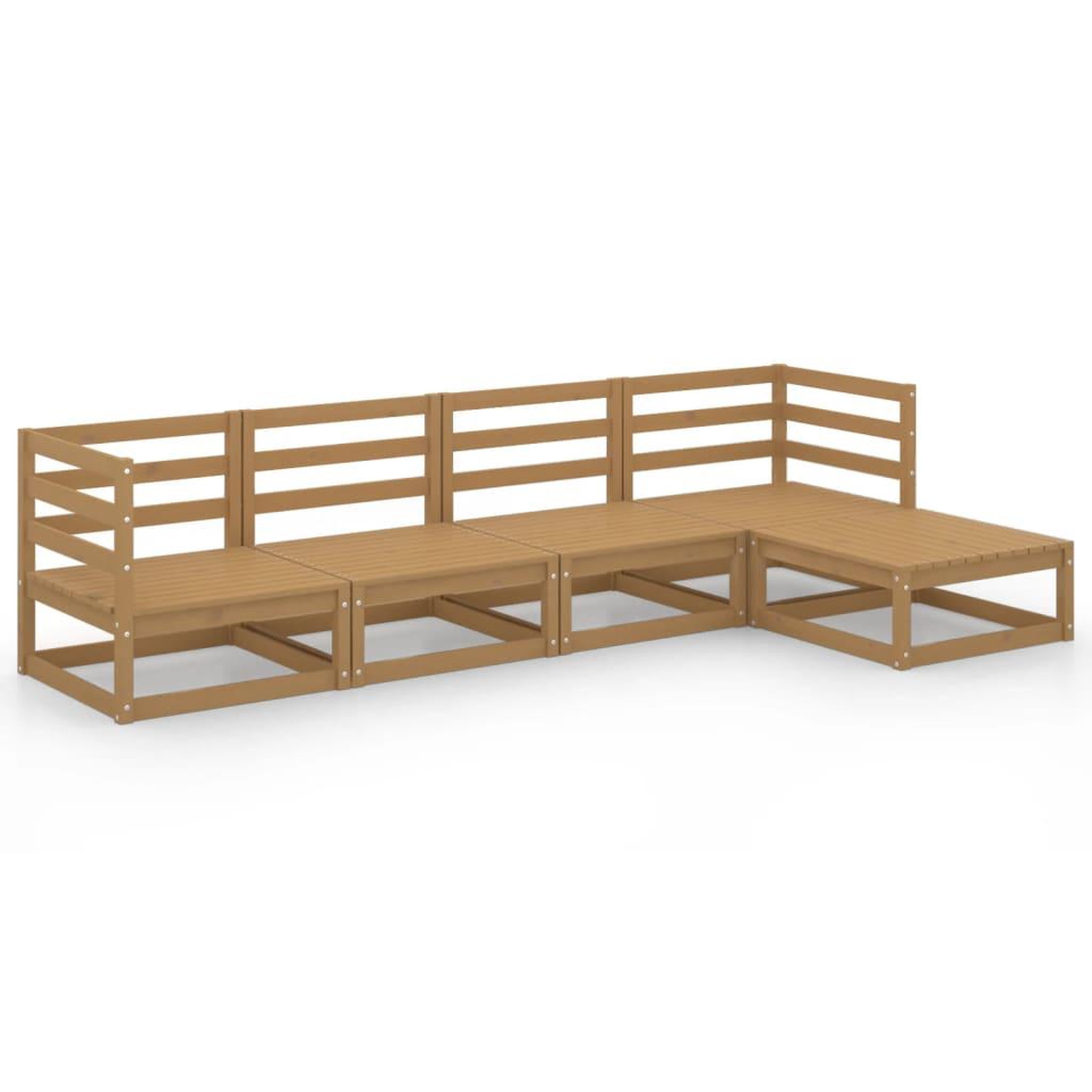 Voir la diapositive 2 : VIDAXL Salon de jardin 5 pcs marron miel bois de pin massif