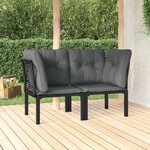 VIDAXL Chaises d'angle de jardin avec coussins lot de 2 noir/gris