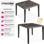 Voir la diapositive 2 : tectake Table en rotin avec cadre en aluminium et bois gris
