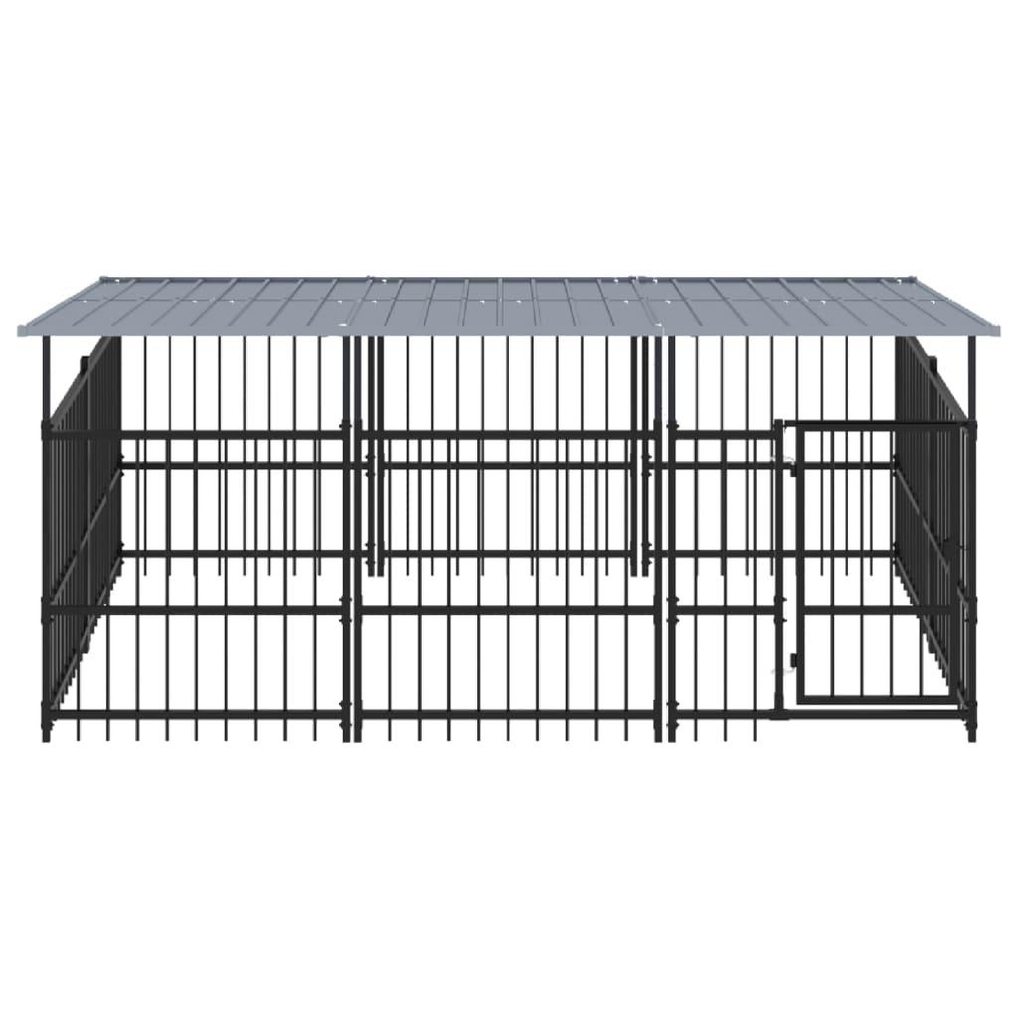 Voir la diapositive 3 : VIDAXL Chenil d'exterieur avec toit pour chiens Acier 5,63 m²