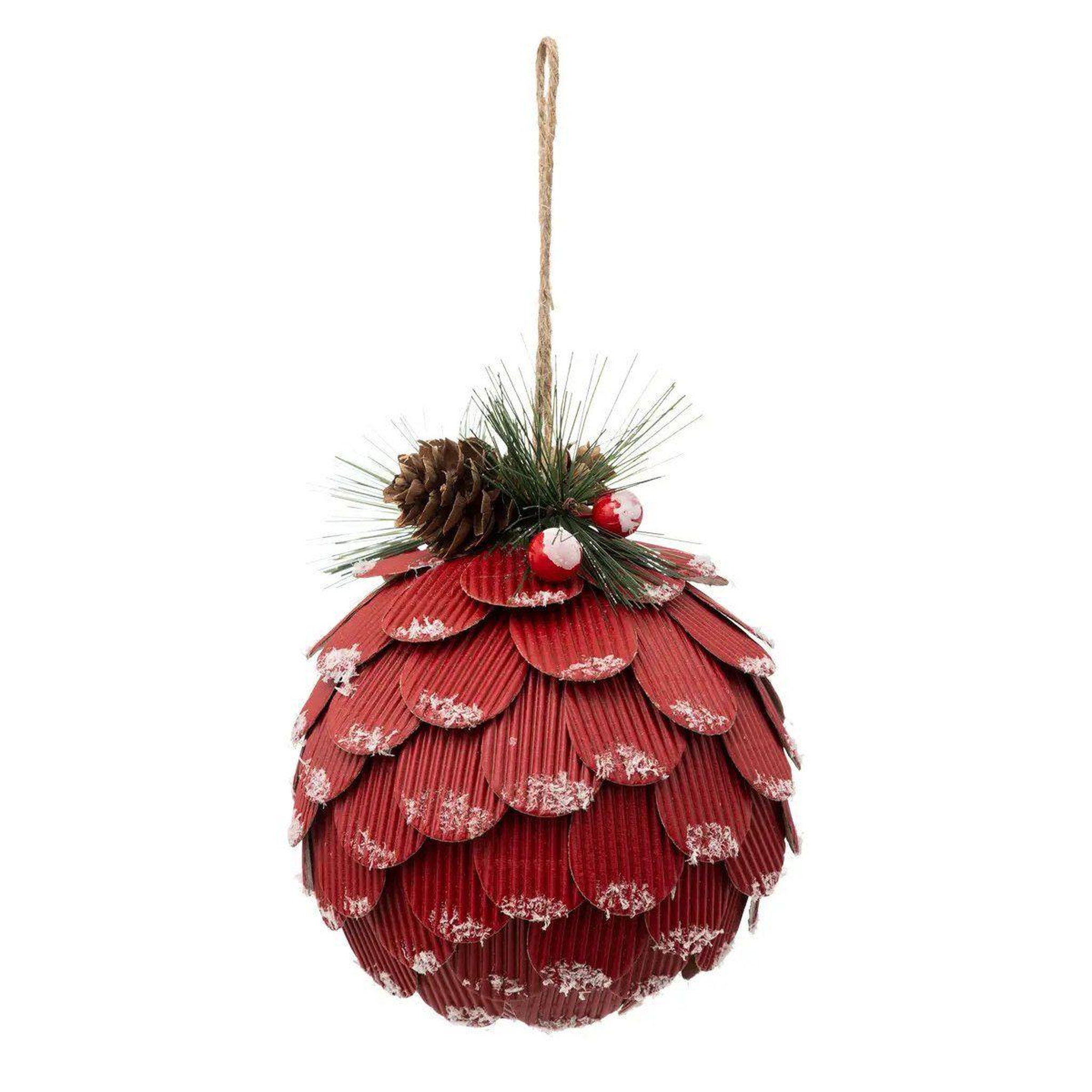 ATMOSPHERA Boule de noël  pomme de pin  10cm rouge