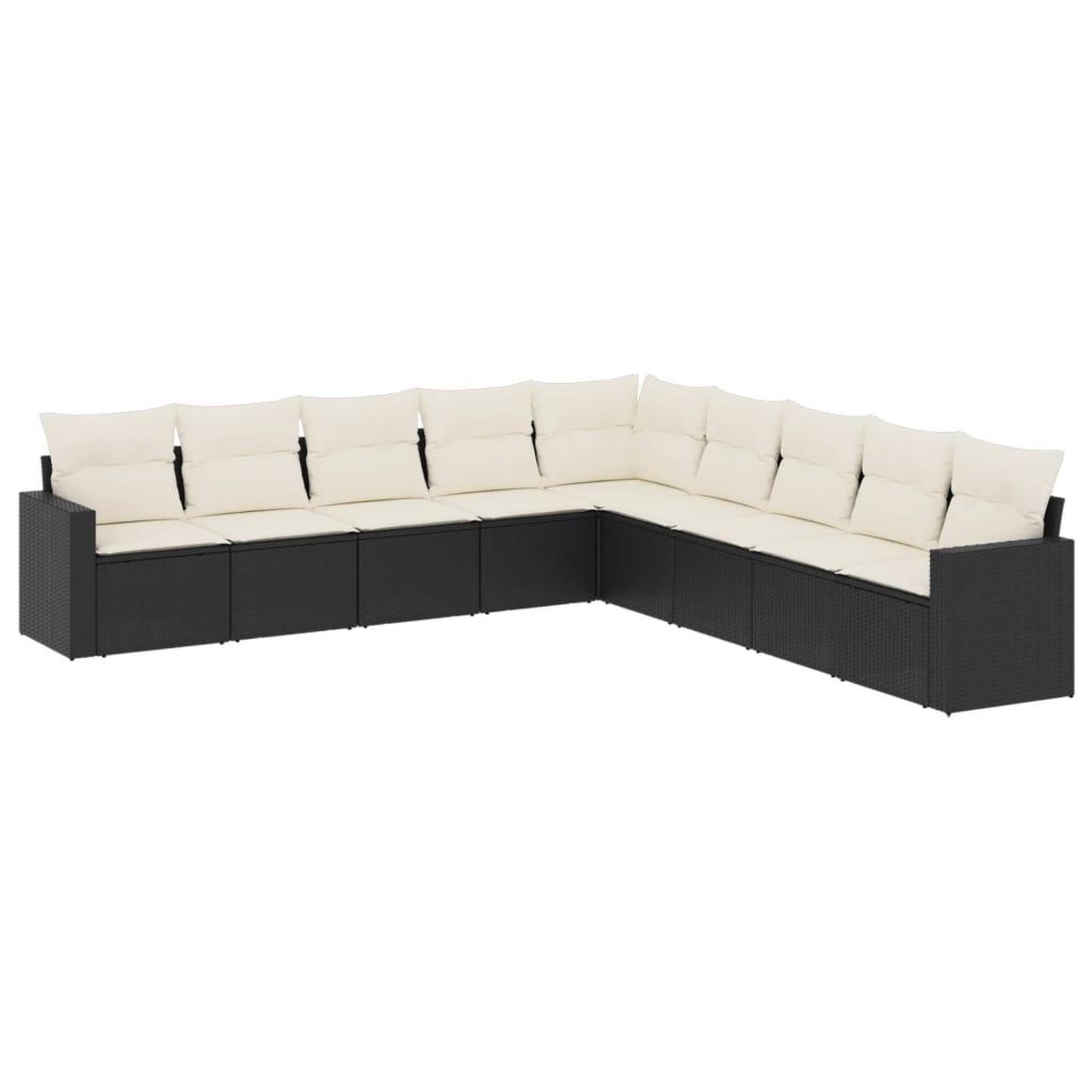 Voir la diapositive 2 : VIDAXL Salon de jardin 9 pcs avec coussins noir resine tressee