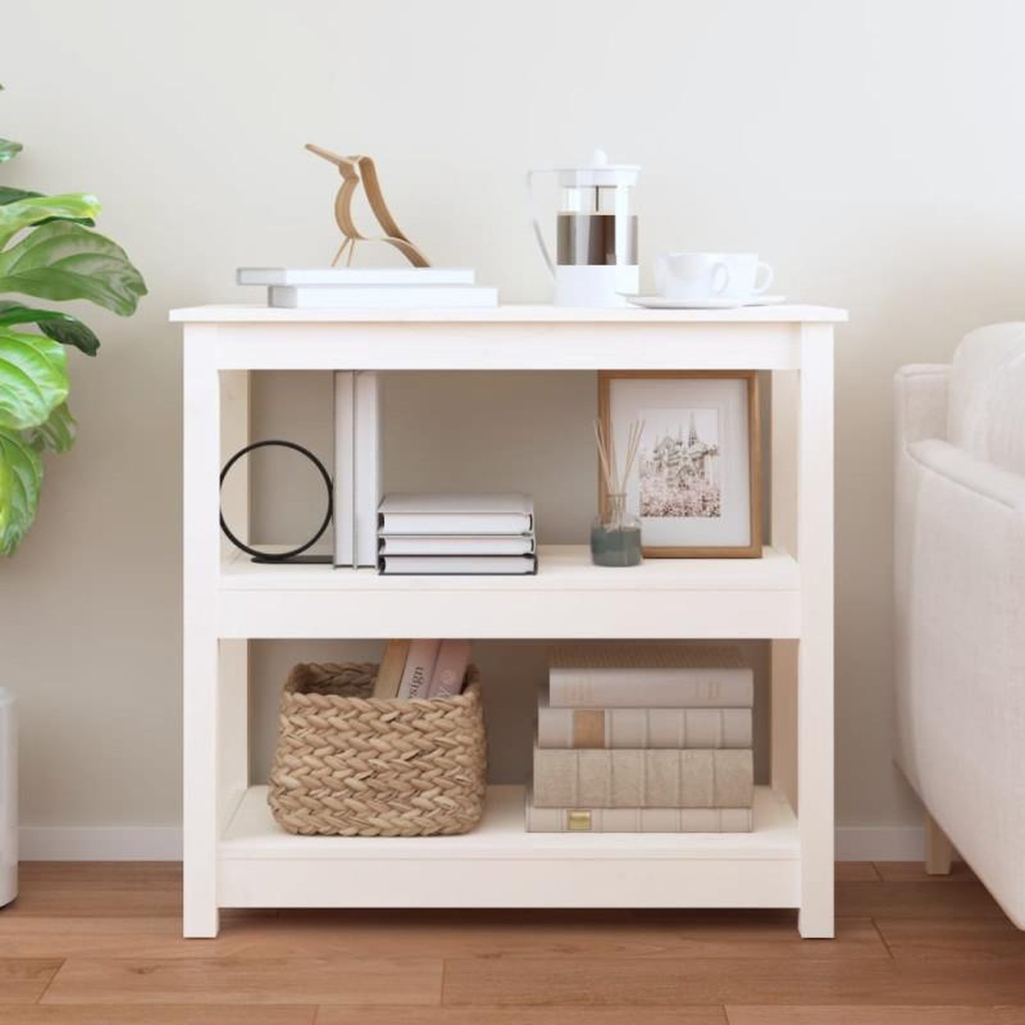 Voir la diapositive 3 : VIDAXL Table console Blanc 80x40x74 cm Bois massif de pin