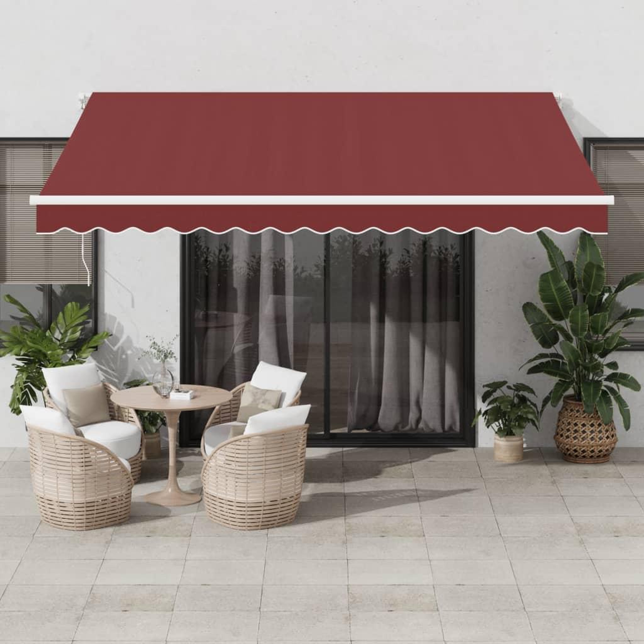 VIDAXL Auvent retractable automatique avec LED bordeaux 400x300 cm