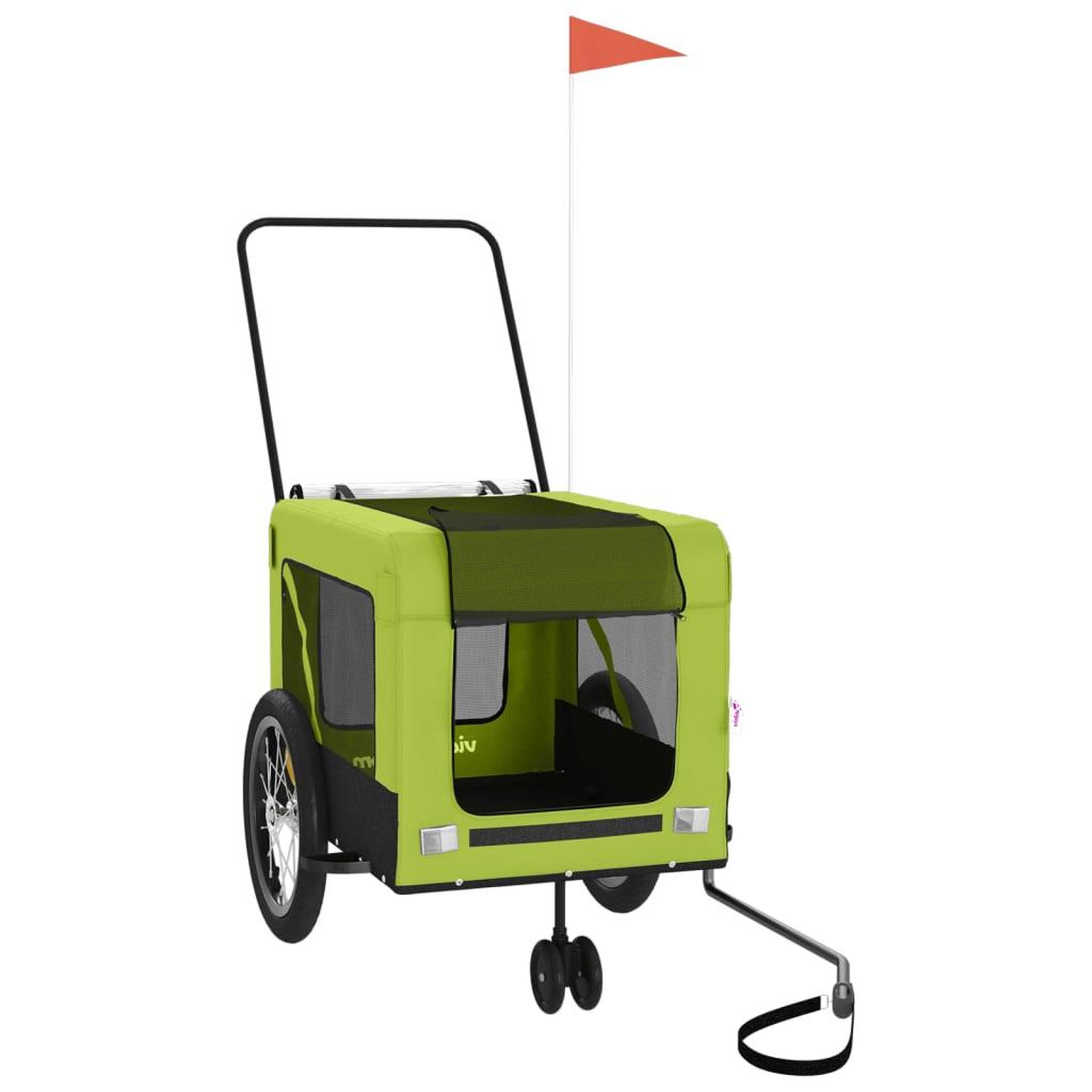 Voir la diapositive 3 : VIDAXL Remorque de velo pour animaux de compagnie vert et noir