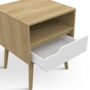Voir la diapositive 6 : ID MARKET Lot de 2 tables de chevet HELSINKI scandinaves 1 tiroir avec niche effet hêtre et blanc