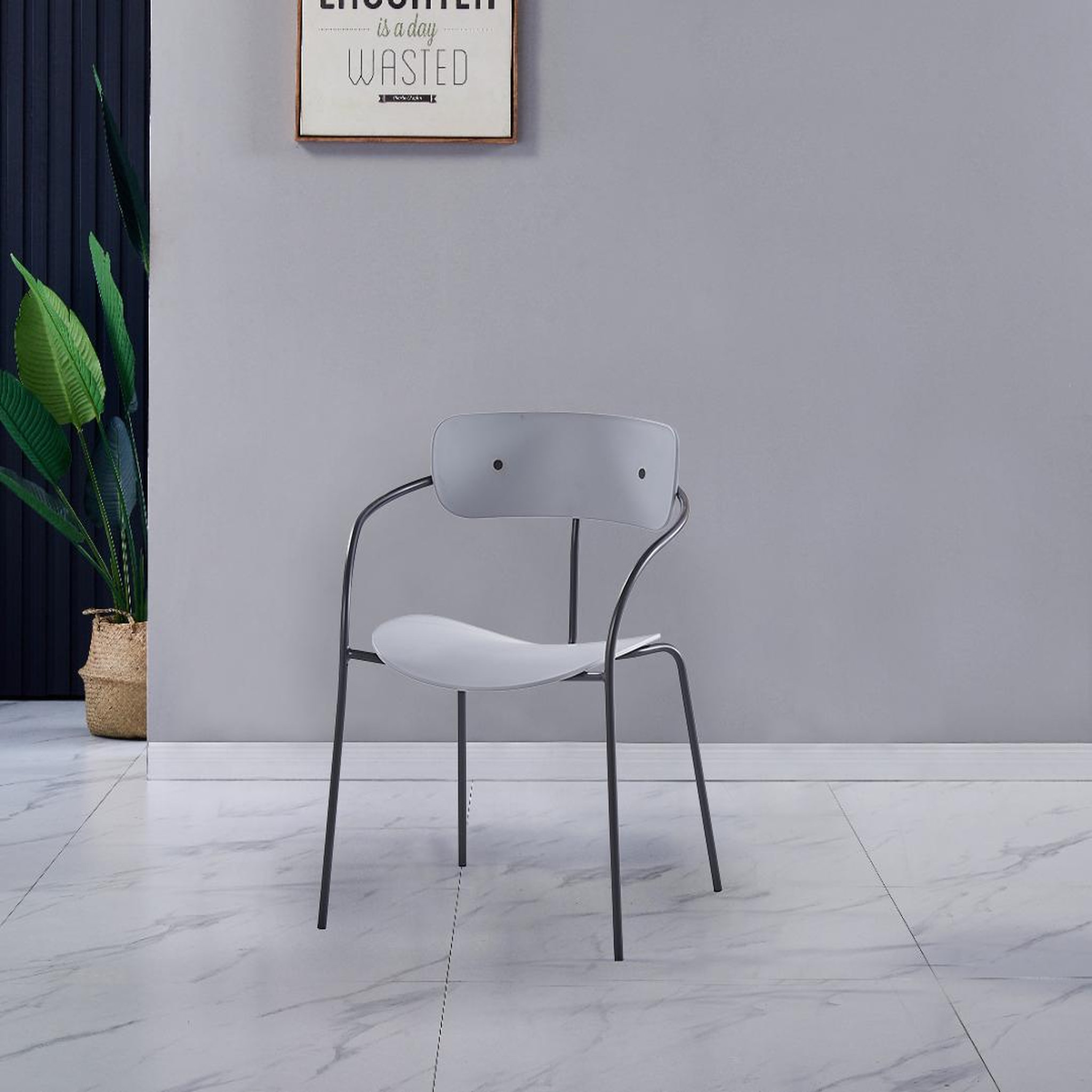 Voir la diapositive 2 : CONCEPT USINE Lot de 2 chaises design gris clair alexia