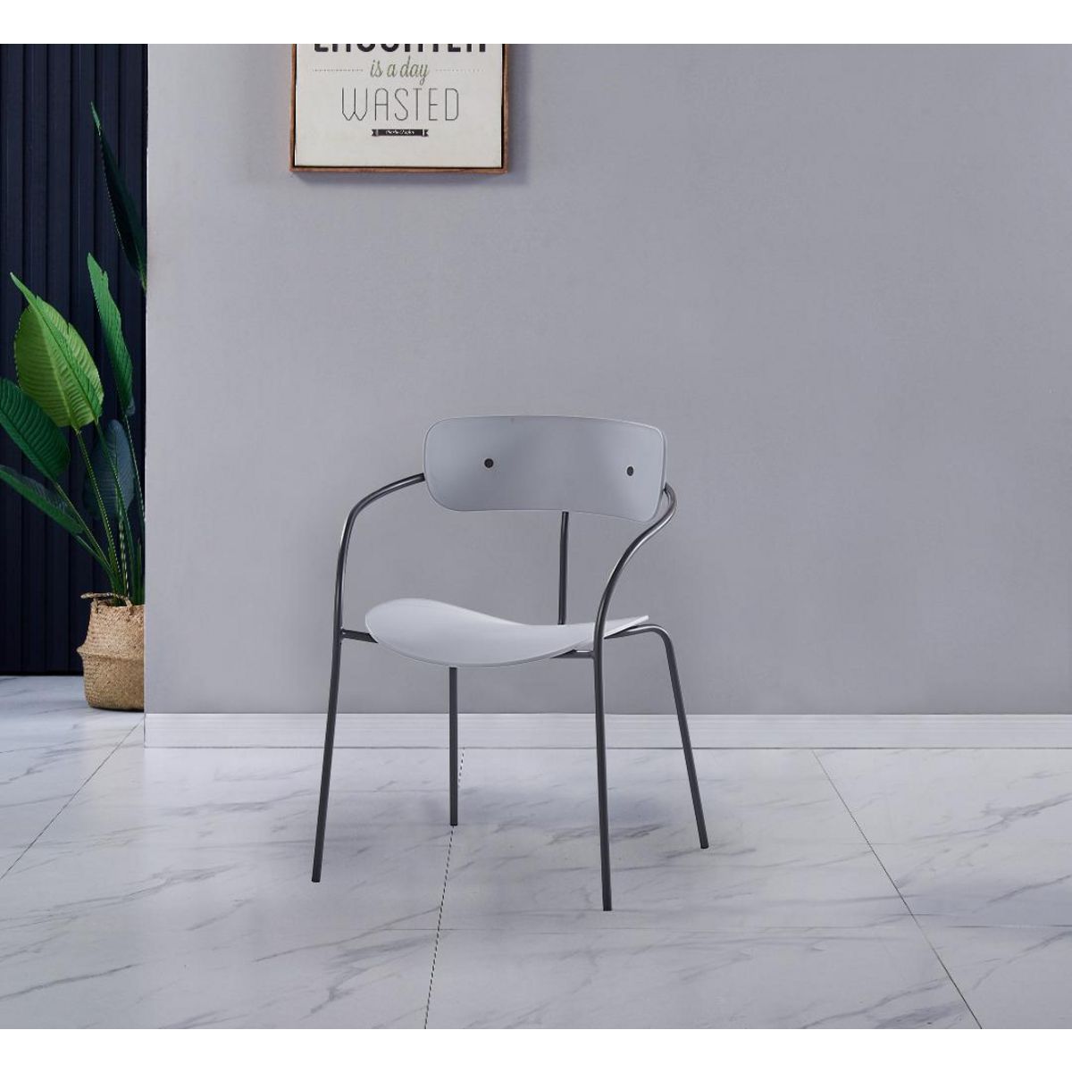 CONCEPT USINE Lot de 2 chaises design gris clair ALEXIA