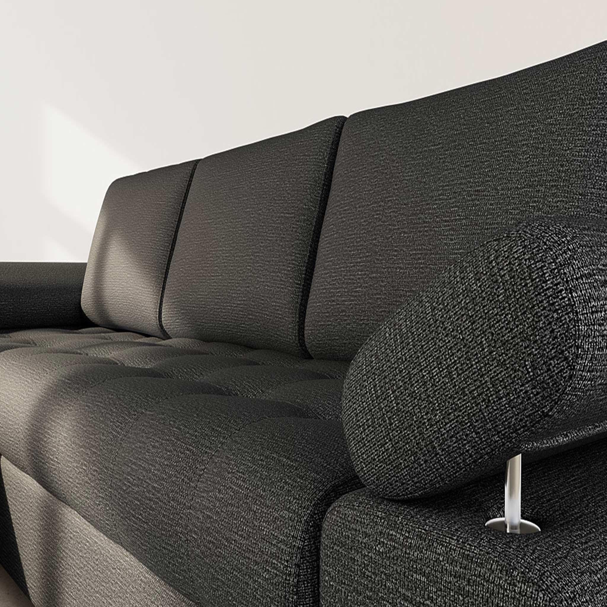 Voir la diapositive 5 : BEST MOBILIER Bianca - canapé d'angle gauche 4 places convertible avec coffre en tissu texturé