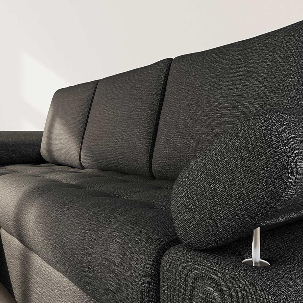 BEST MOBILIER Bianca - canapé d'angle gauche 4 places convertible avec coffre en tissu texturé