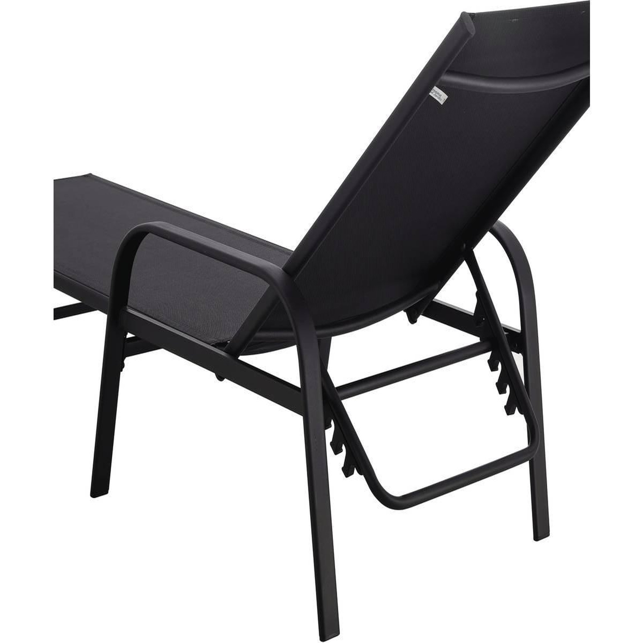Voir la diapositive 3 : Habitat et Jardin Lot de 2 bains de soleil en métal avec accoudoirs  farniente  - noir