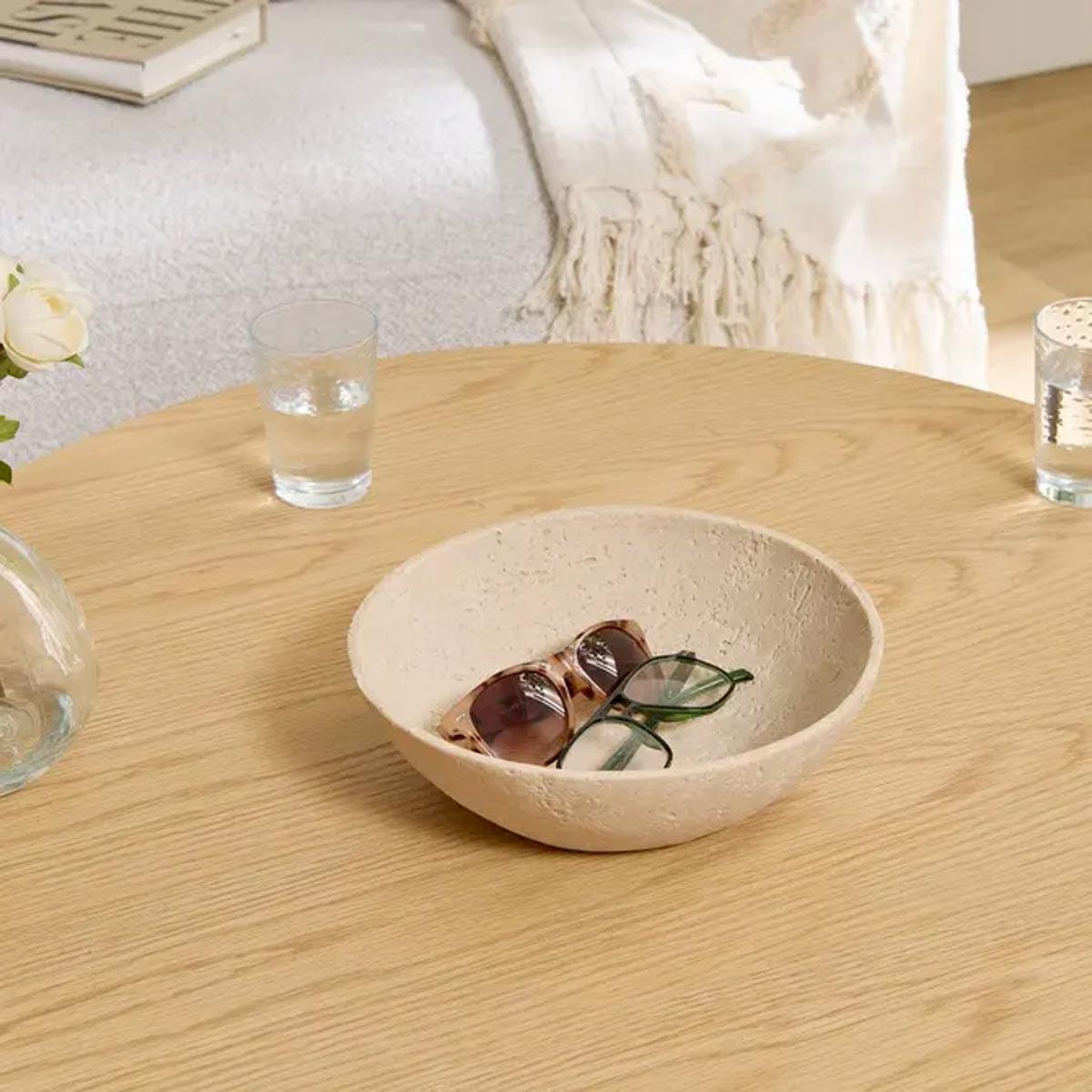 Voir la diapositive 3 : ATMOSPHERA Coupe Vide-Poches Effet Travertin  Travi 24cm Beige