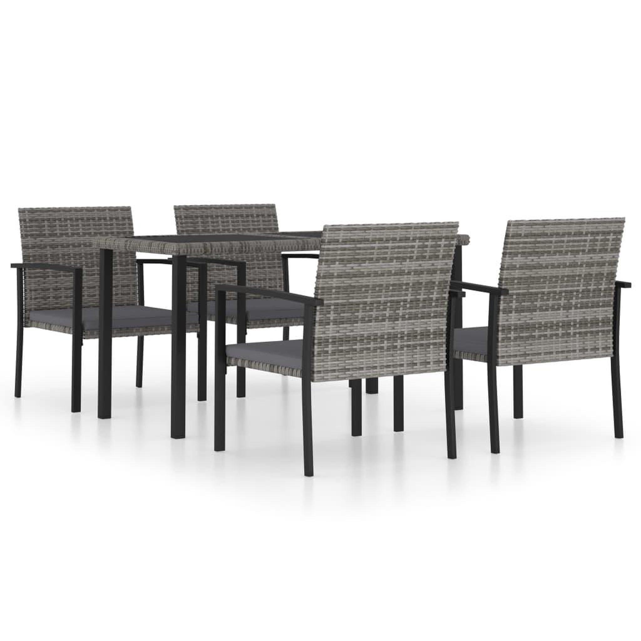VIDAXL Ensemble a manger de jardin 5 pcs resine tressee gris