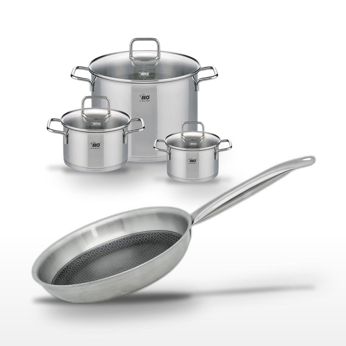 ELO Lot 3 Faitouts Elo Relief Solution 16/20/26 cm & Poêle 24 cm