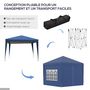 Voir la diapositive 5 : OUTSUNNY Tonnelle barnum pop-up pliant dim. 3L x 3l x 2,58H m 2 fenêtres sac transport acier Oxford bleu
