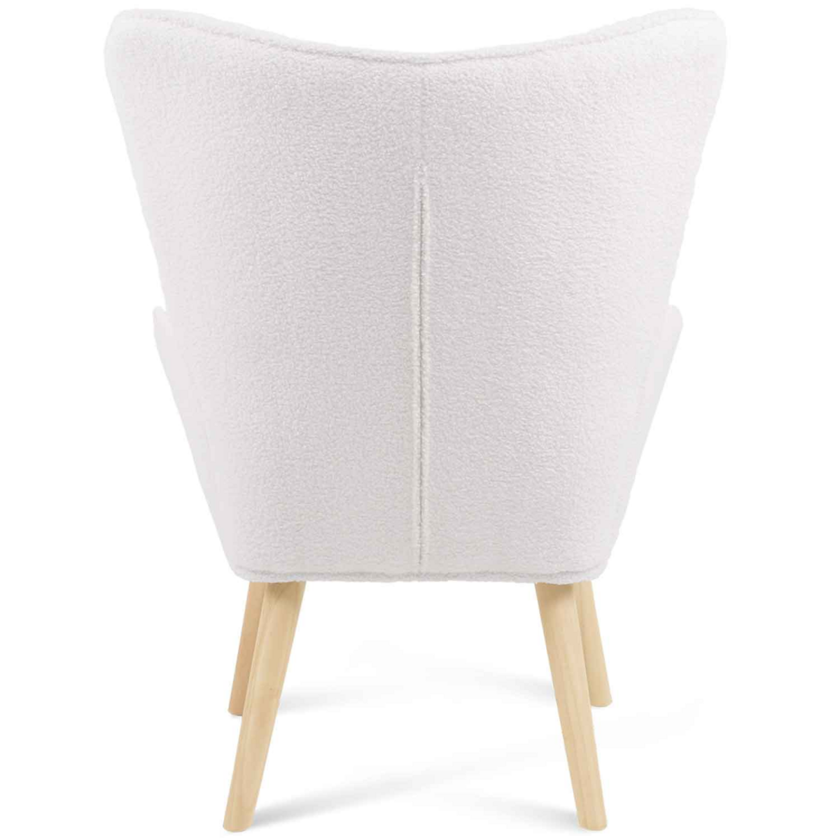 ID MARKET Fauteuil scandinave IVAR en tissu bouclette blanc