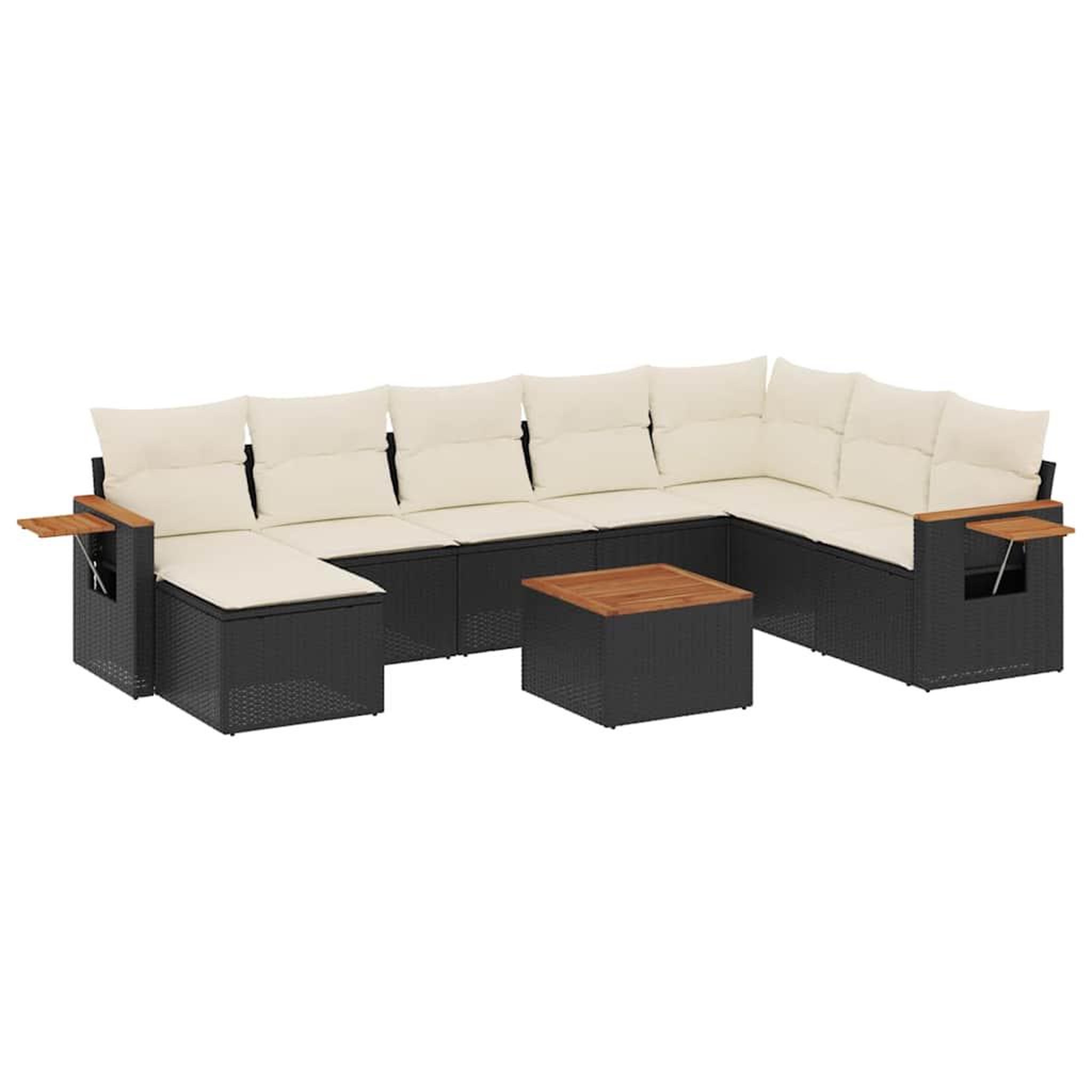 Voir la diapositive 2 : VIDAXL Salon de jardin 9 pcs avec coussins noir resine tressee