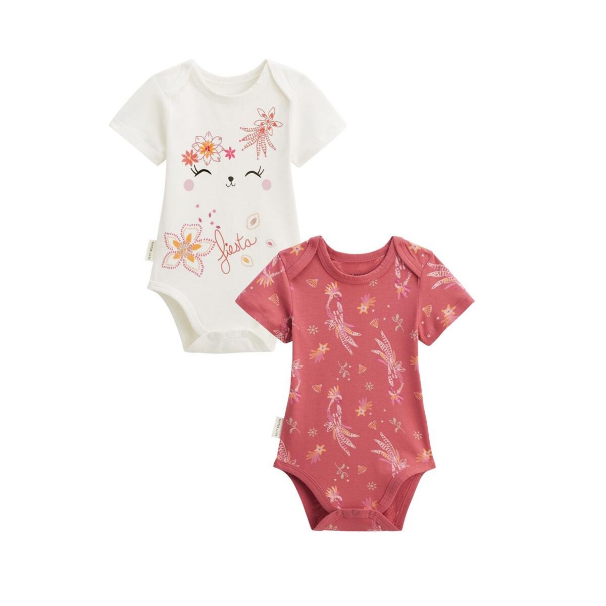 Petit Béguin Lot de 2 bodies bébé manches courtes Fiesta