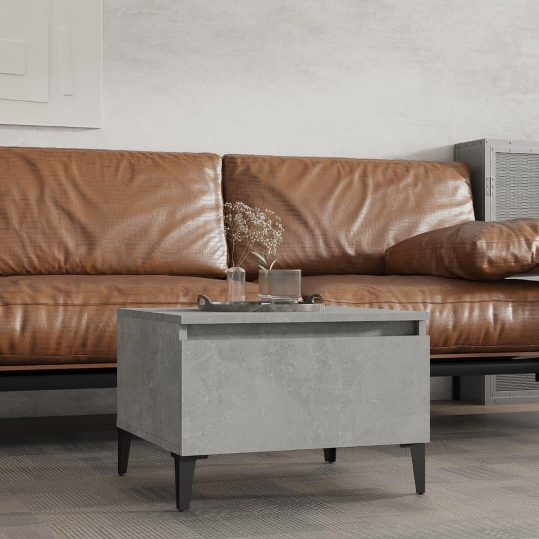 Voir la diapositive 1 : VIDAXL Table d'appoint Gris beton 50x46x35 cm Bois d'ingenierie