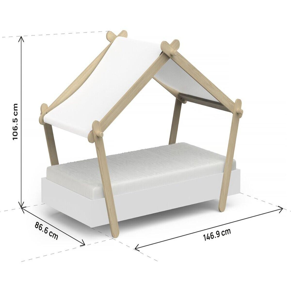 Habitat et Jardin Lit cabane surélevé enfant   Lodge   - 70 x 140 cm - Blanc mat