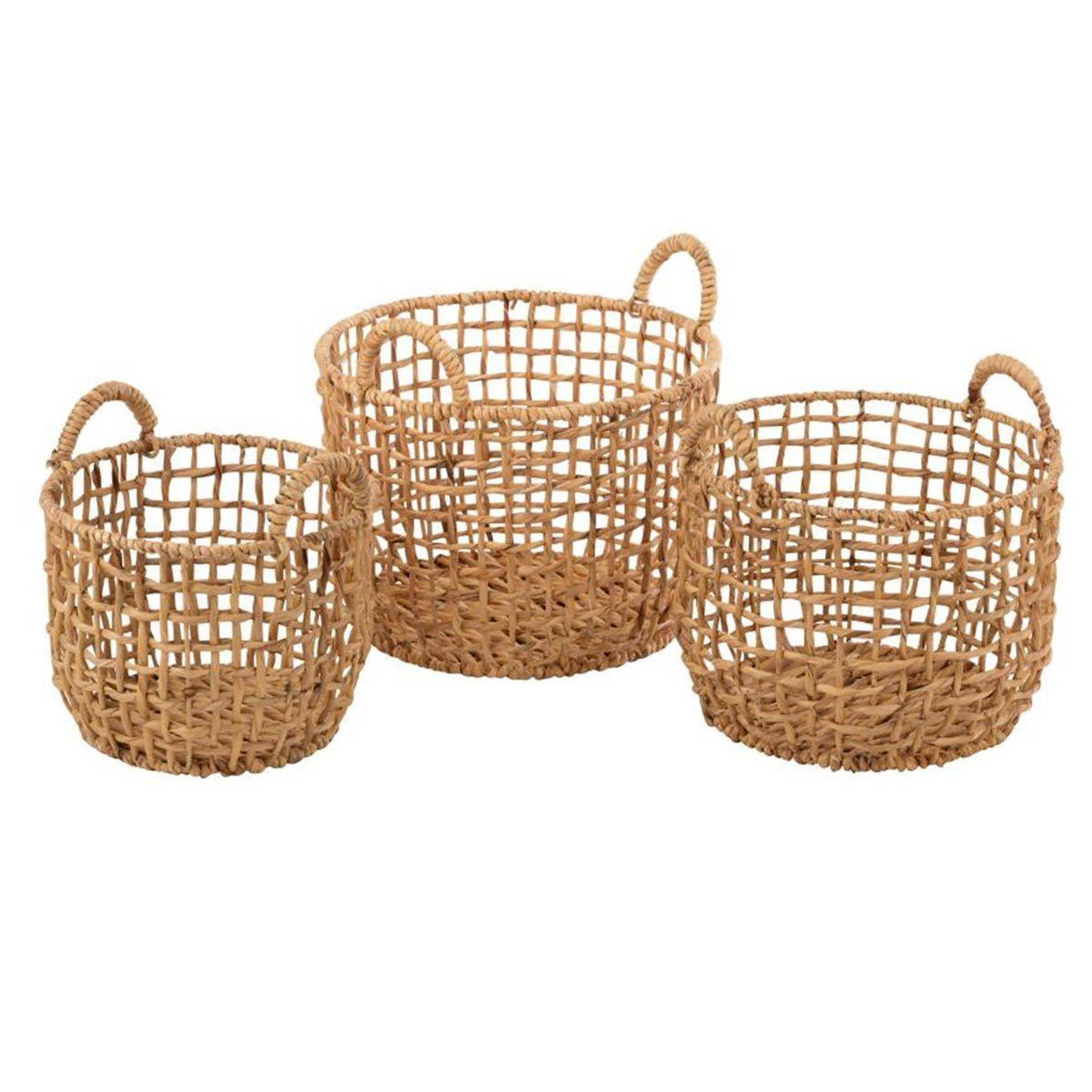 J-LINE Lot de 3 paniers de rangement  ronds  44cm naturel