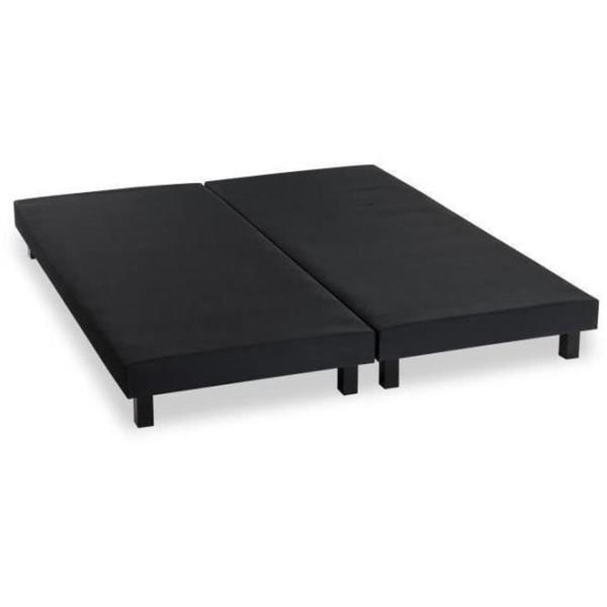 Voir la diapositive 2 : DEKO DREAM Sommiers tapissiers a lattes 2x80x200 cm - bois massif noir + pieds - deko dream rakenne