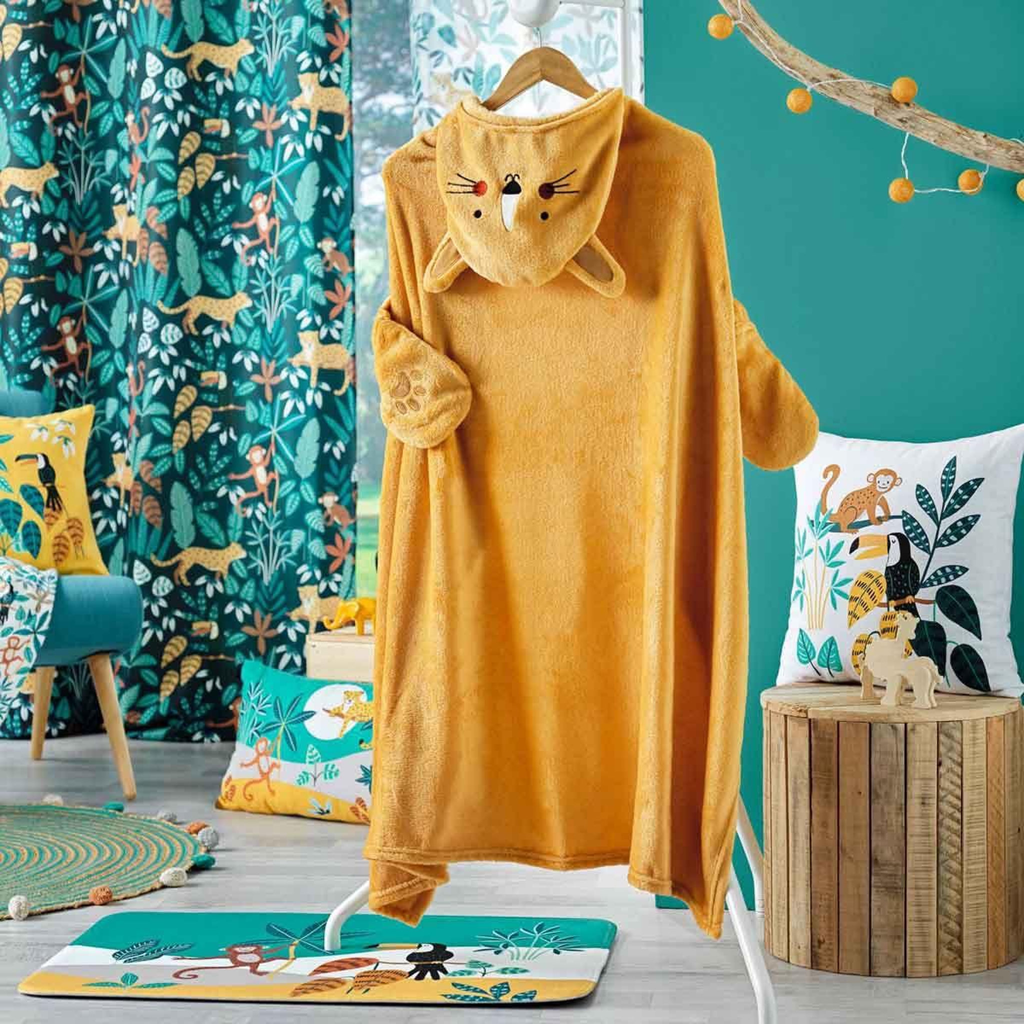 Voir la diapositive 4 : Douceur d'Intérieur Tapis enfant imprimé  jungle story  45x75cm vert