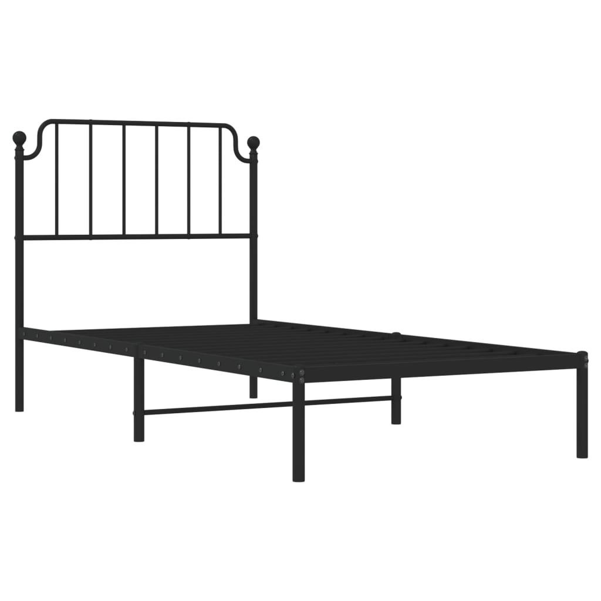 Voir la diapositive 4 : VIDAXL Cadre de lit metal sans matelas avec tete de lit noir 90x200 cm