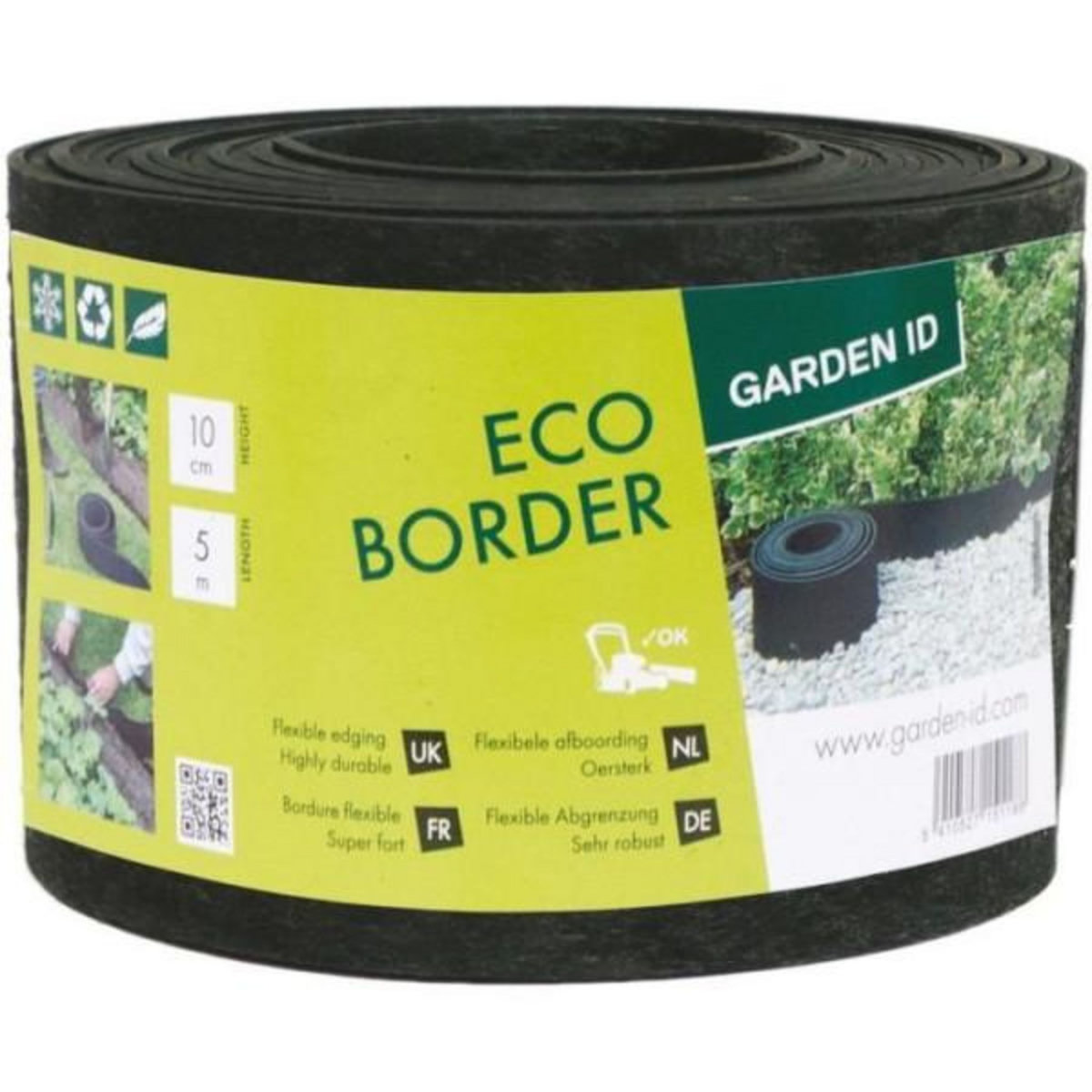 MARKET24 Bordure de jardin en caoutchouc recyclé - GARDEN ID Eco Border - 5 m H10 cm - Indestructible - Flexible, pose droite ou courbé