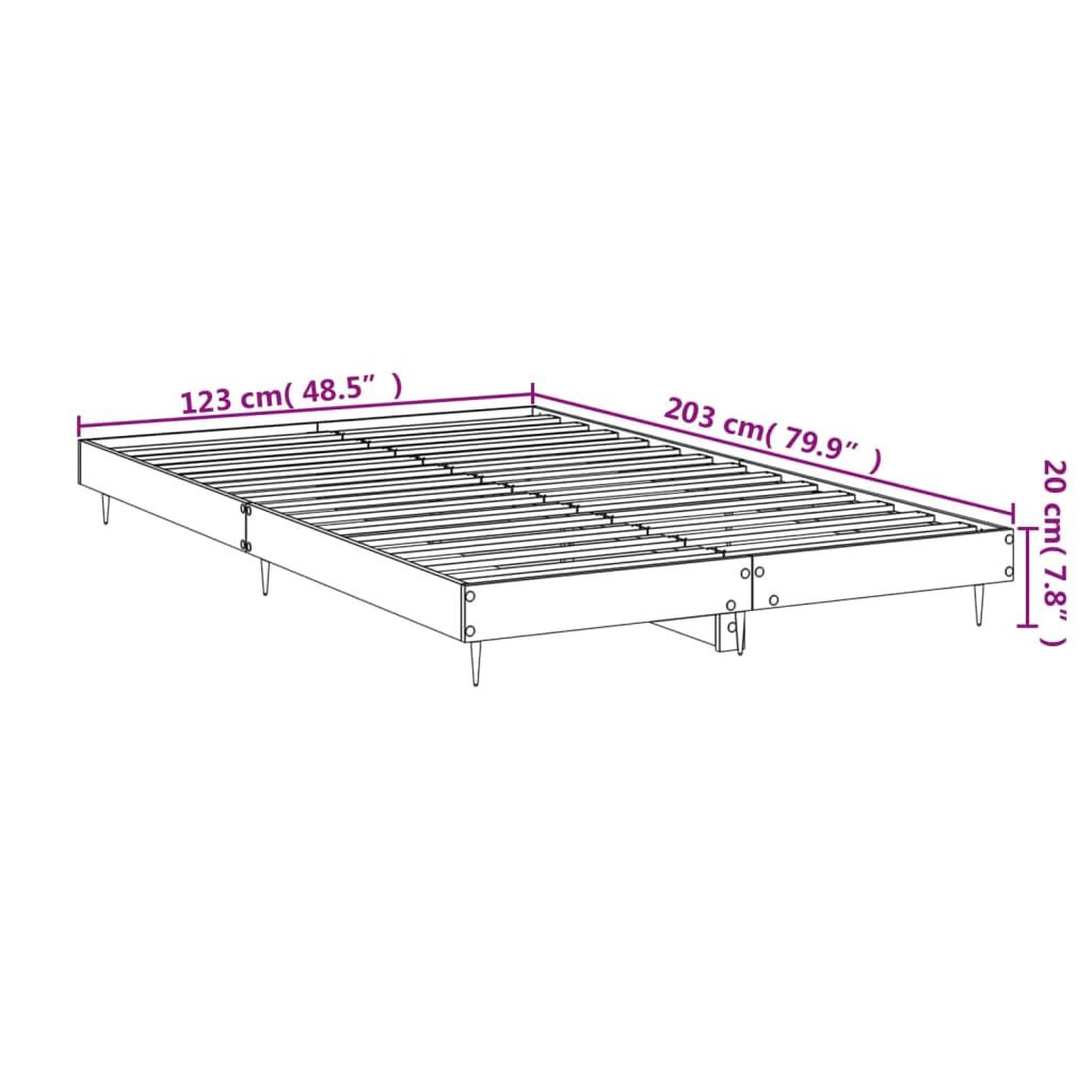Voir la diapositive 6 : VIDAXL Cadre de lit sans matelas sonoma gris 120x200cm bois ingenierie