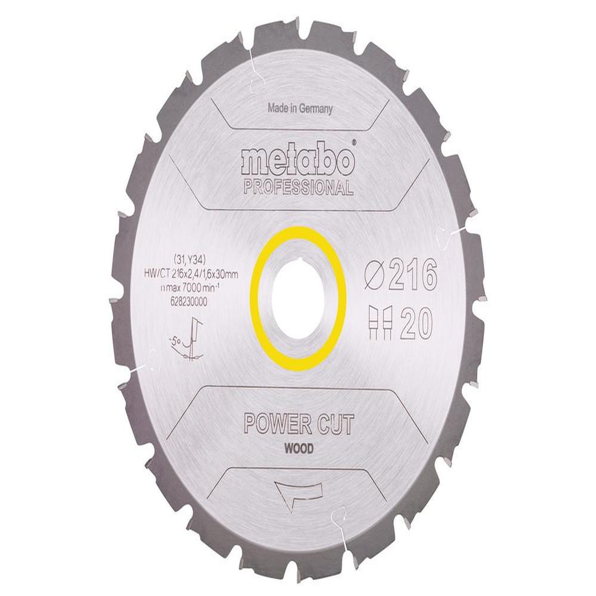 METABO SAS Lame Pro  Power Cut Wood  HW/CT 216x30, 20 WZ -5° pour scie circulaire