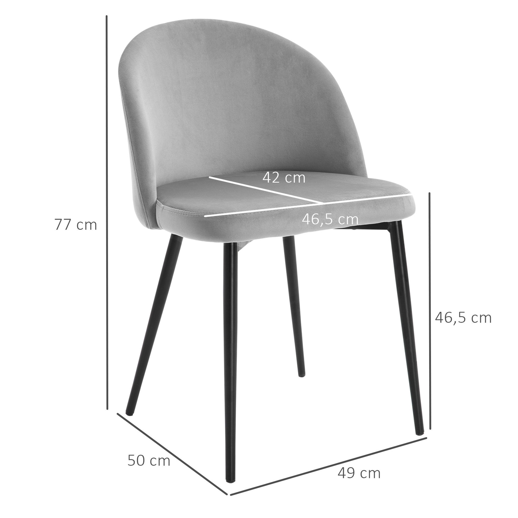 Voir la diapositive 3 : HOMCOM Chaises de visiteur design scandinave - lot de 4 chaises - velours gris bleu canard moutarde
