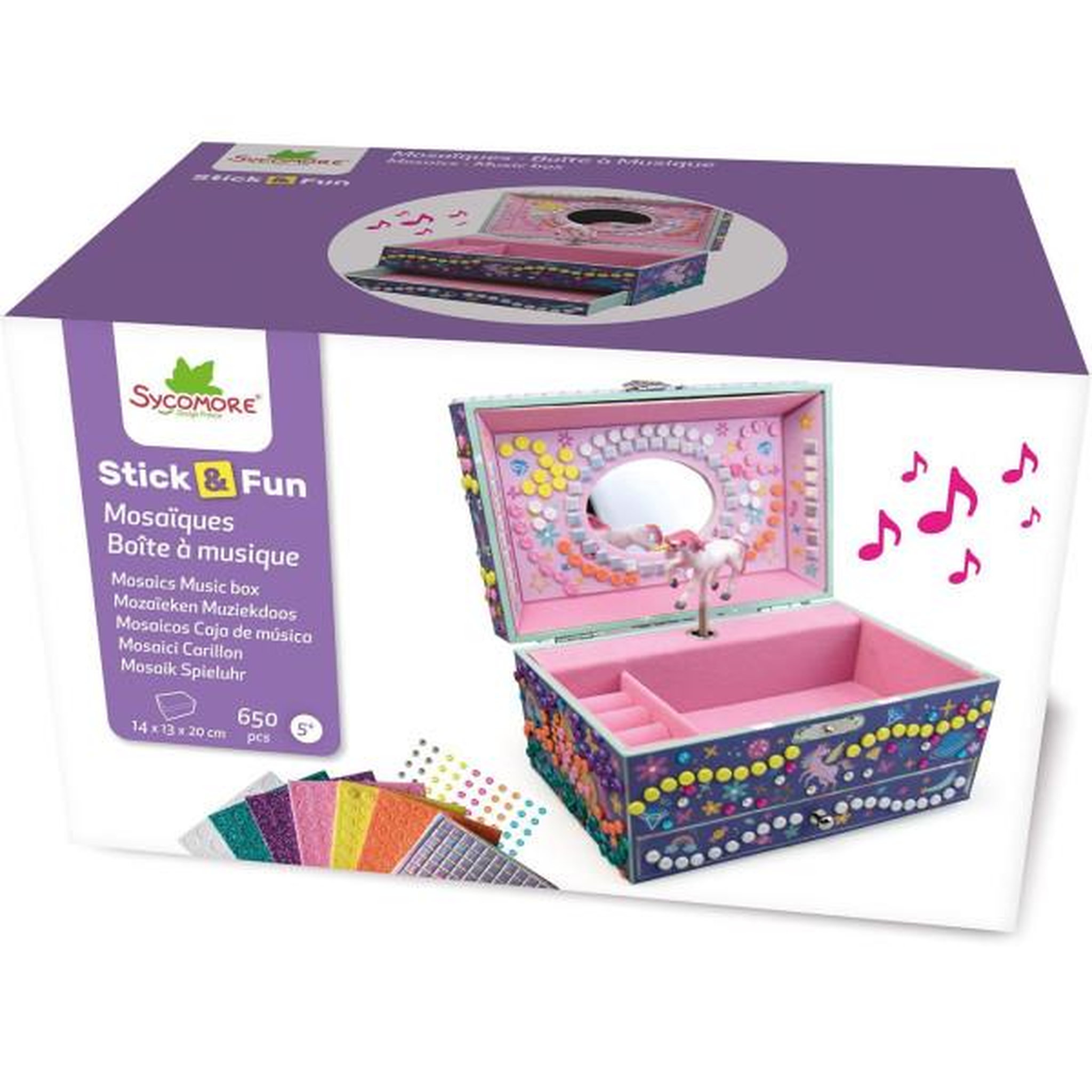 SYCOMORE 3D Mosaiques - SYCOMORE - Stick'N Fun - Boîte a musique Licorne - Des 5 ans