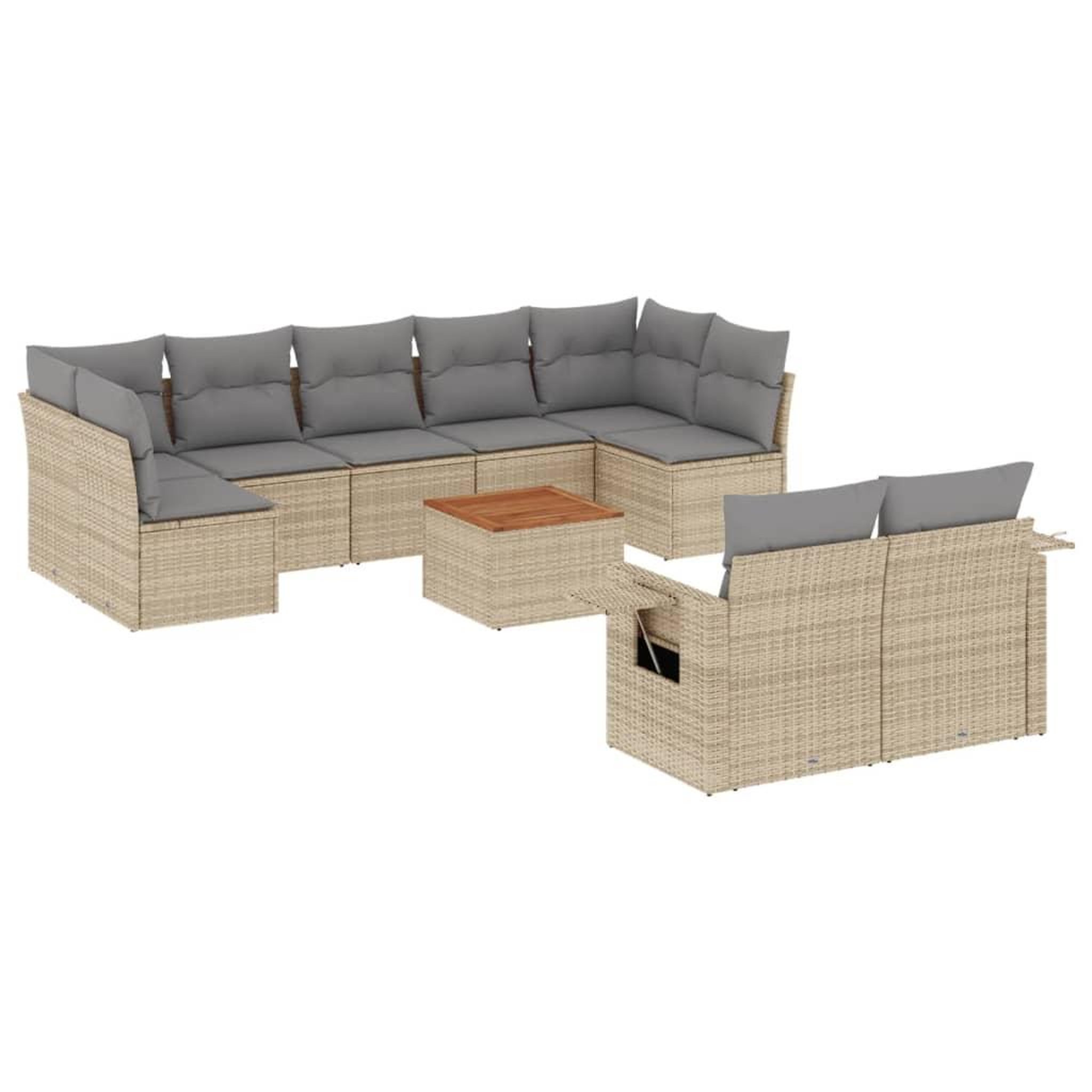 Voir la diapositive 2 : VIDAXL Salon de jardin avec coussins 10 pcs beige resine tressee