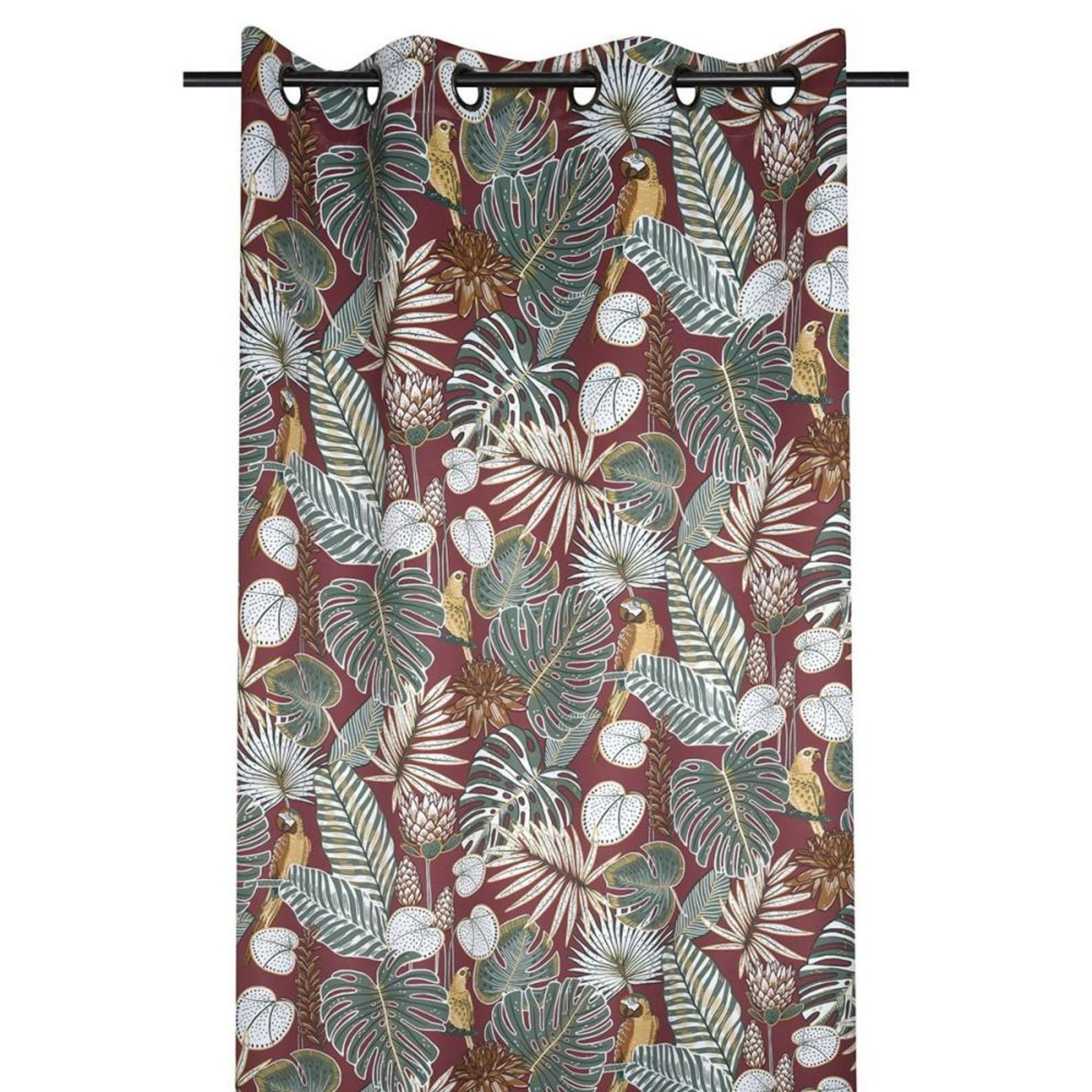 Odot Rideau De Porte à Oeillets - Motif Feuilles De Bambou, Intérieur Occultant, Séparation De Pièce, Isolation Thermique (150x180cm, Bois Verts