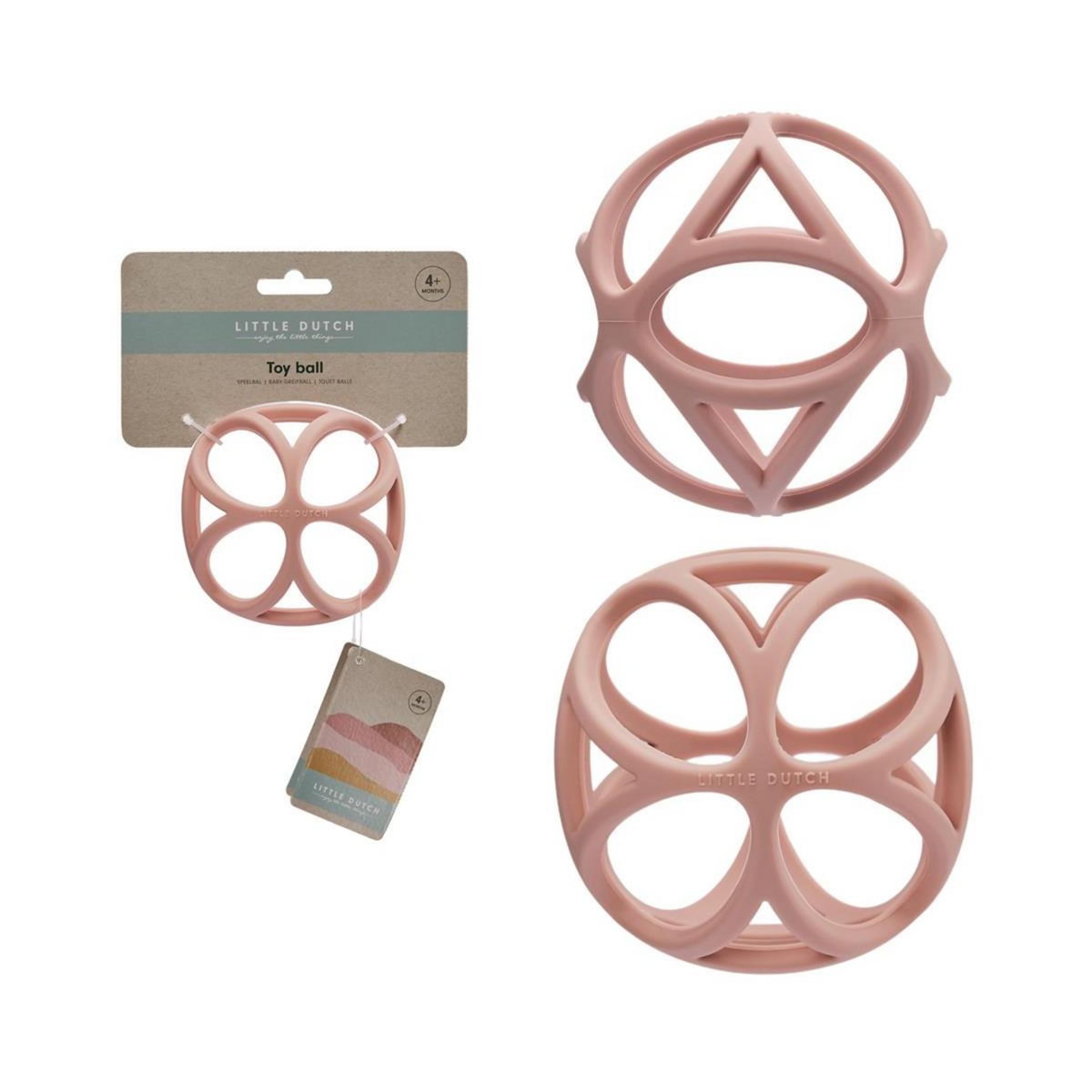 LITTLE DUTCH Balle sensorielle rose en silicone