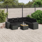 VIDAXL Salon de jardin 8 pcs avec coussins noir resine tressee