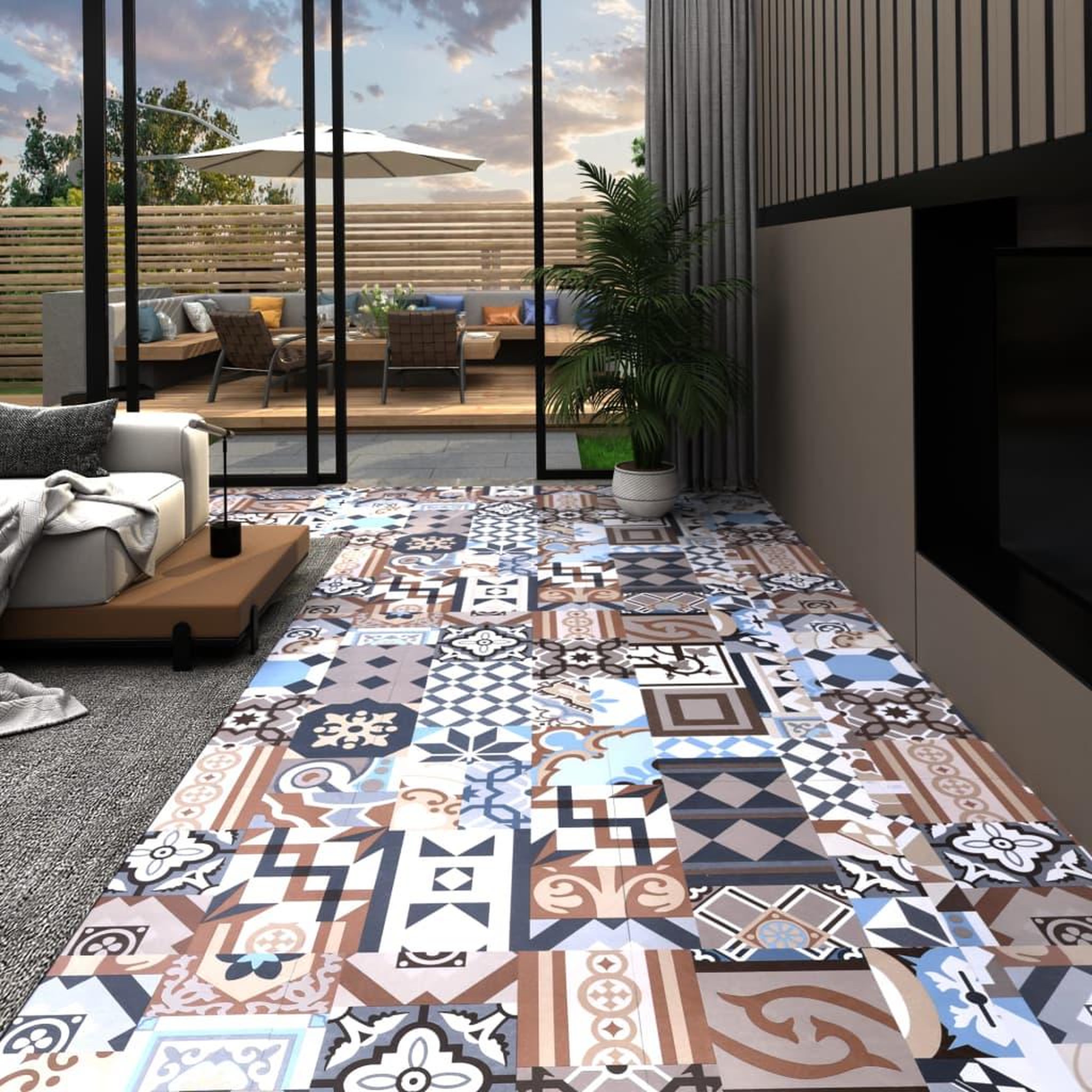 Voir la diapositive 1 : VIDAXL Dalle de plancher autoadhesif PVC 5,11 m^2 motif mono