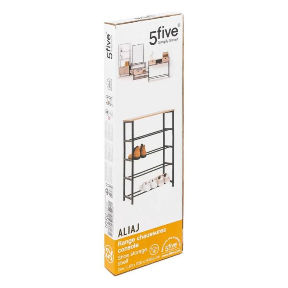 FIVE Range-Chaussures Console  Aliaj  90cm Noir