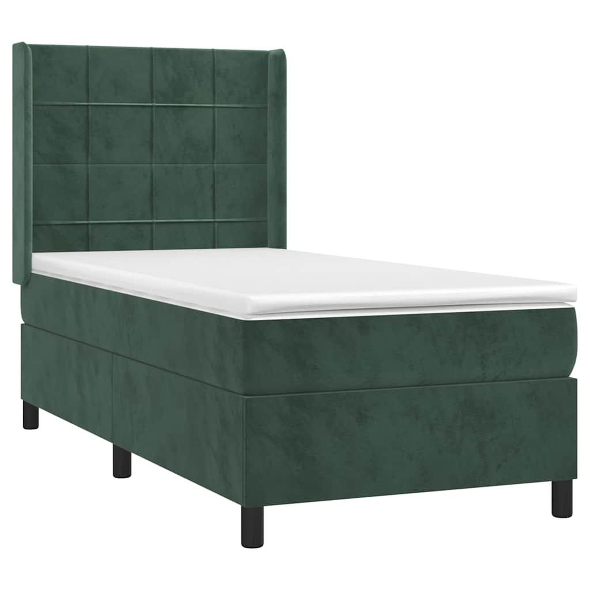 Voir la diapositive 3 : VIDAXL Sommier a lattes de lit et matelas Vert fonce 80x200 cm Velours