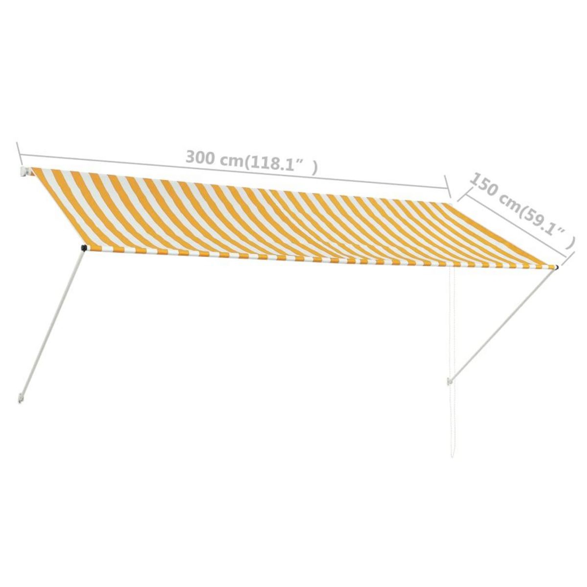 VIDAXL Auvent retractable 300x150 cm Jaune et blanc