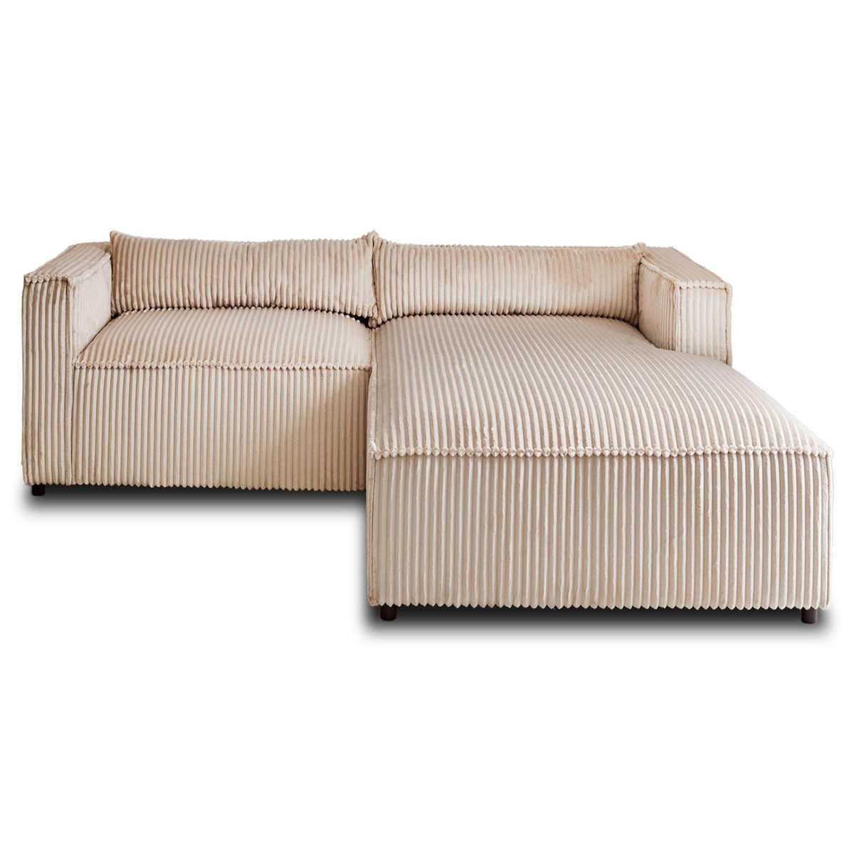 LISA DESIGN Ela - canapé d'angle droit - 4 places - en velours côtelé grosses côtes