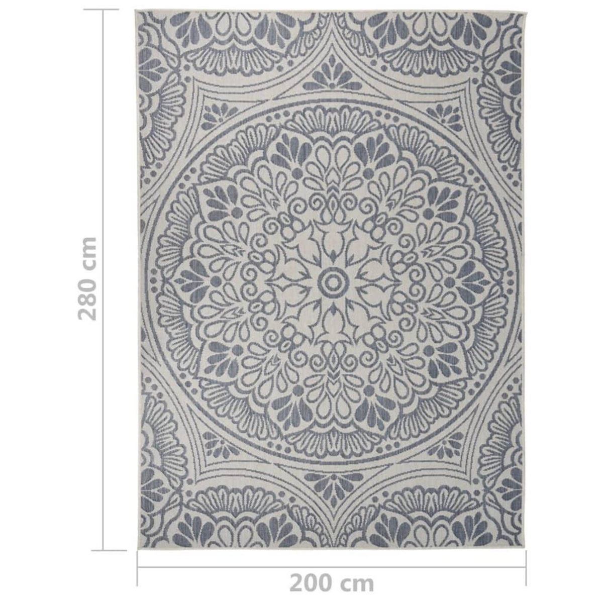 VIDAXL Tapis a tissage plat d'exterieur 200x280 cm Motif bleu