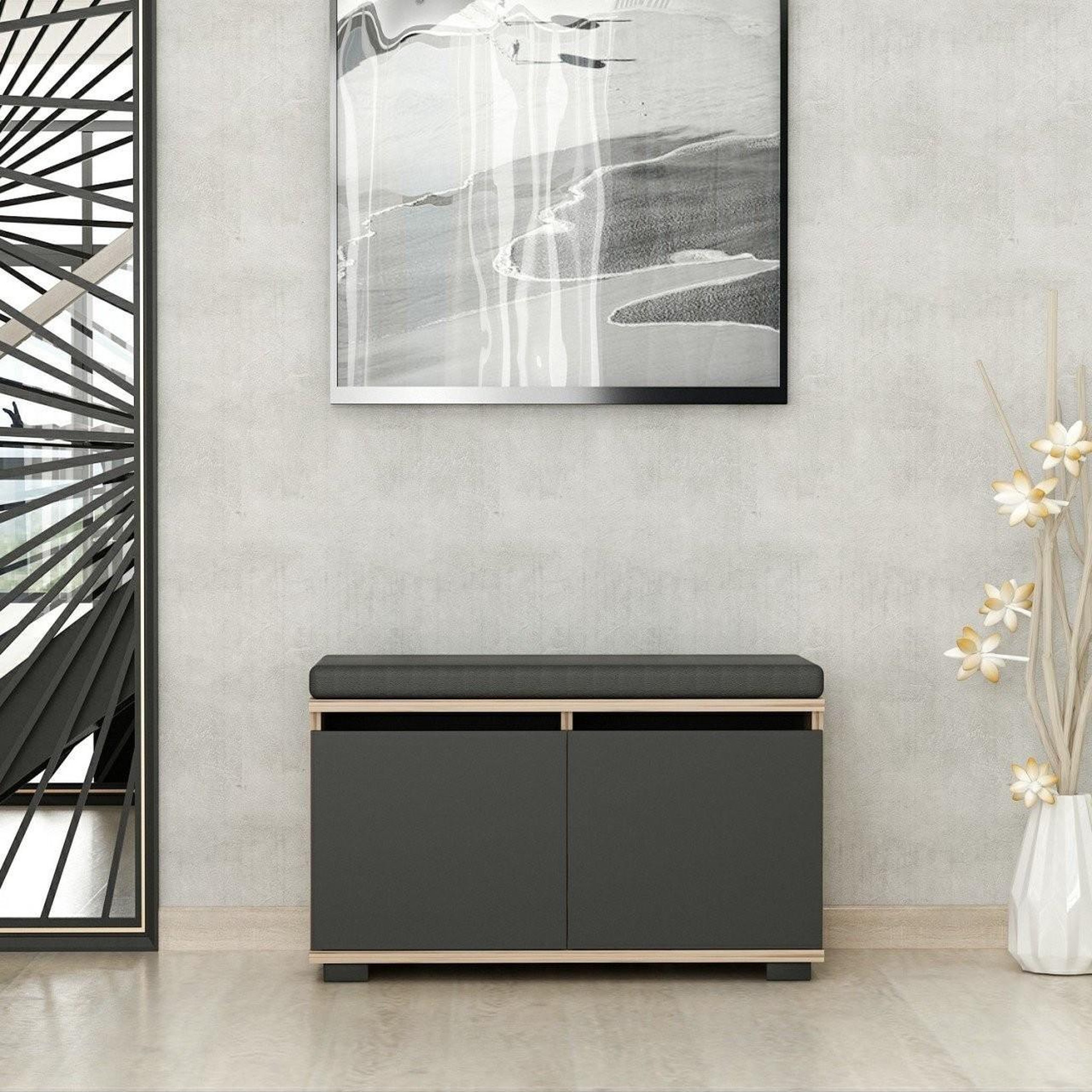 Voir la diapositive 4 : Habitat et Jardin Meuble à chaussures en bois  drago  - 80 x 35 x 42 cm - gris anthracite