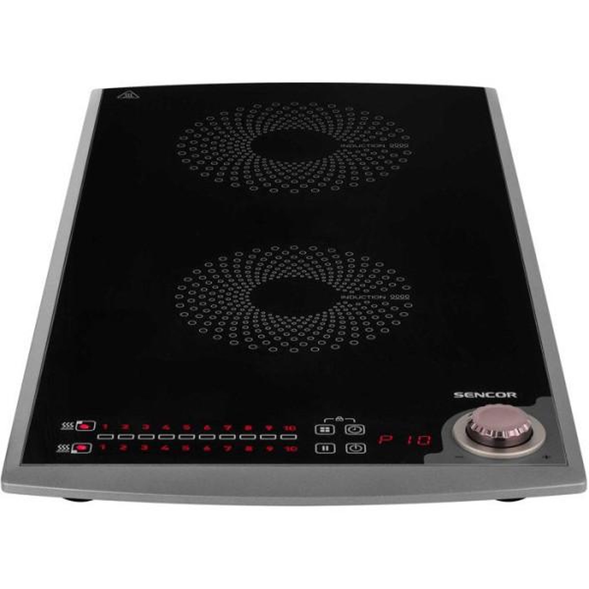 Voir la diapositive 3 : MARKET24 Plaque de cuisson à induction Sencor SCP 5414GY - 2 foyers - Commandes tactiles - 10 niveaux - Compacte - 3100 W - Noire
